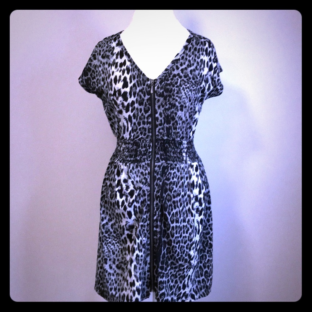Black and grey leopard dress